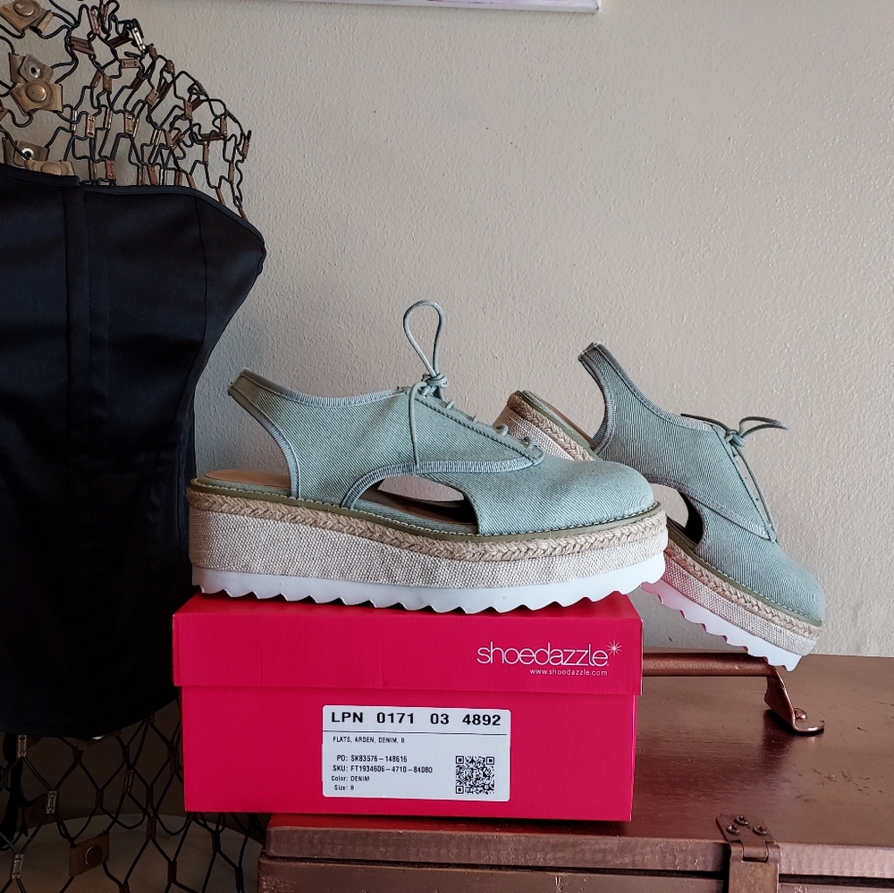 Light blue denim wedges size 8